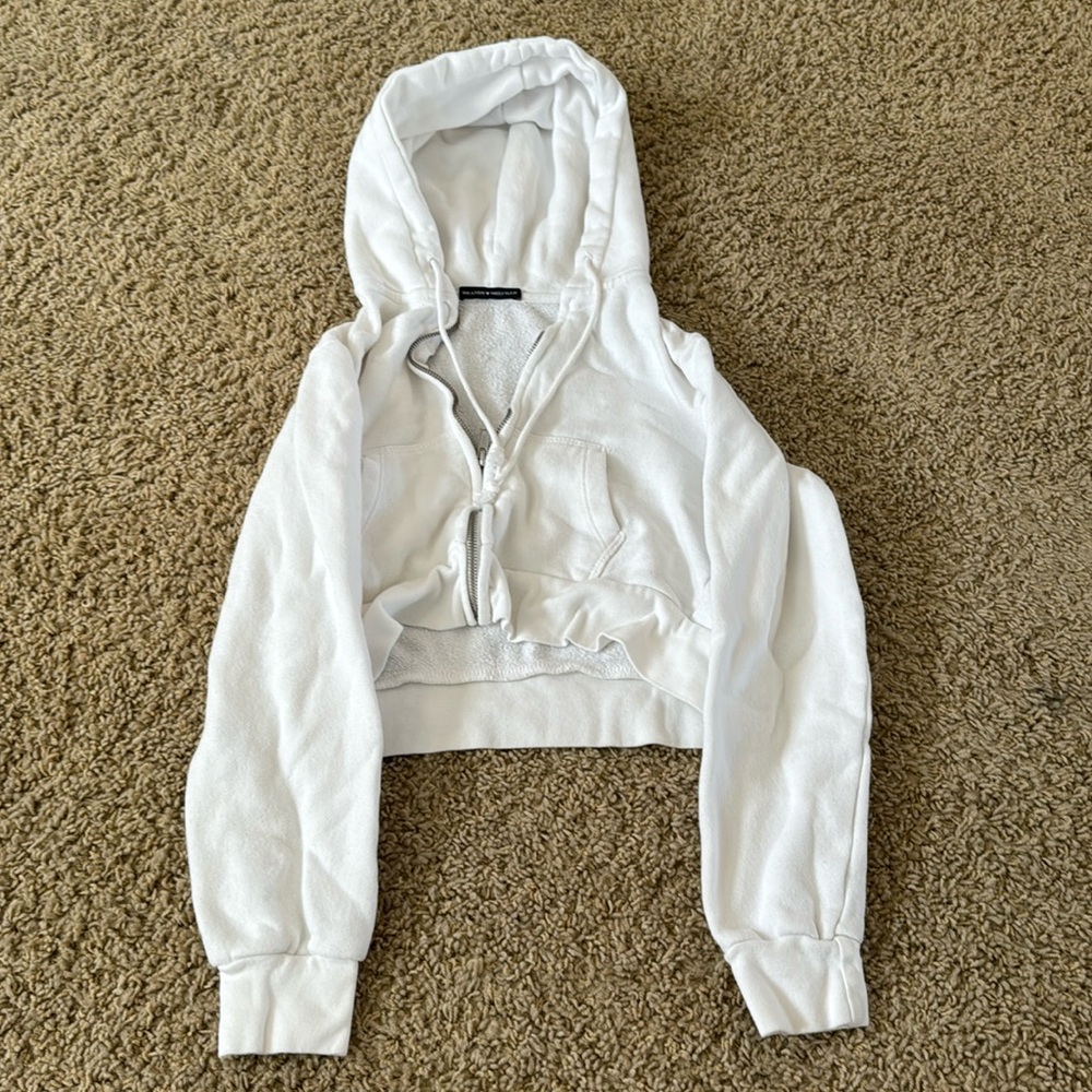 white brandy crop zip up hoodie